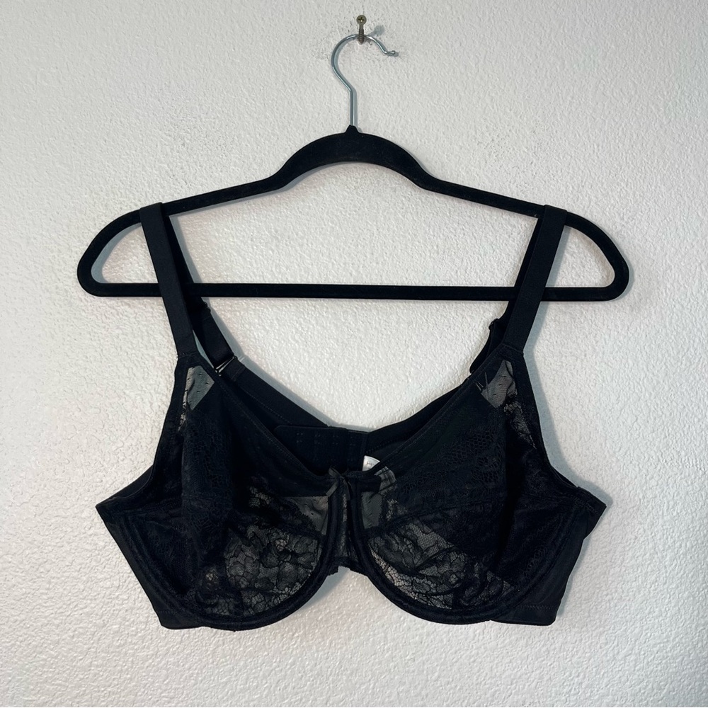 HSIA Enchante Lace Minimizer Floral Lace Plus Size Underwire Bra Size 40C Black